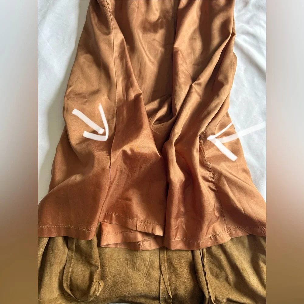 Vakko Vintage Suede Leather Skirt Long Lined Sz S Elastic Stretch Waist